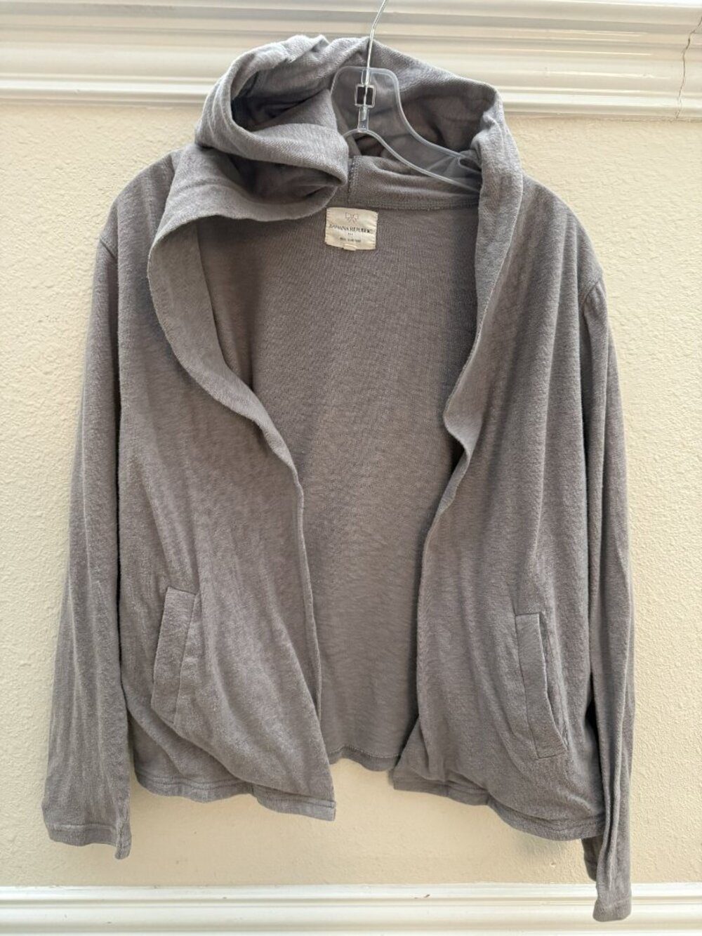 Banana Republic Heather Gray Jersey Knit Open-Front Hooded Cardigan - Picture 5 of 6
